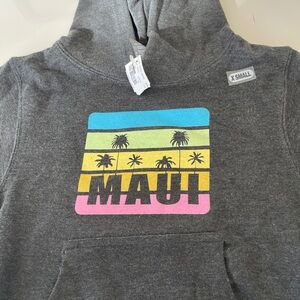 Kids Charcoal Hoodie with Tropical Print